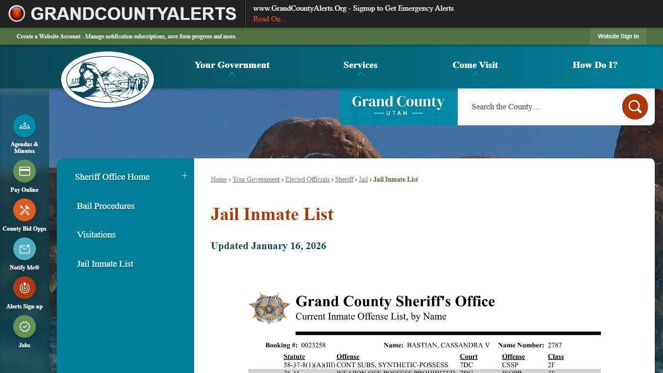 Jail Inmate List | Grand County, UT - Official Website