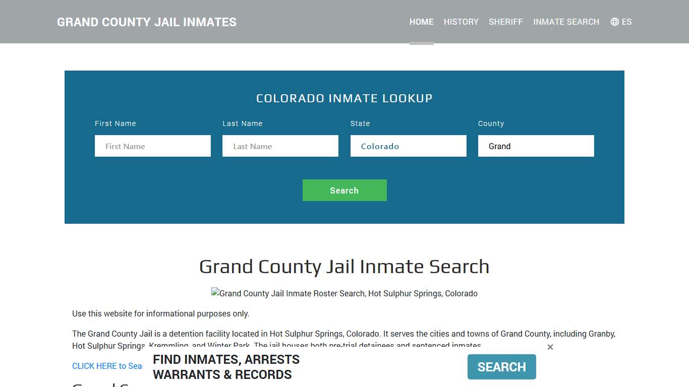 Grand County Jail Inmate Roster Lookup, Hot Sulphur Springs, CO