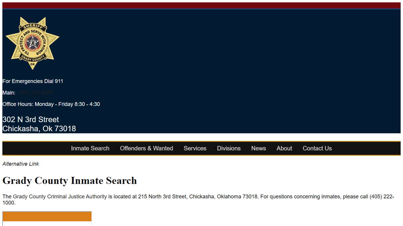 Inmate Search - Grady County Sheriff's Office